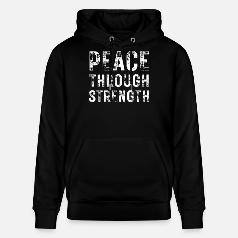 Frieden durch Stärke - Stanley/Stella Unisex Bio-Hoodie CRUISER  - Schwarz