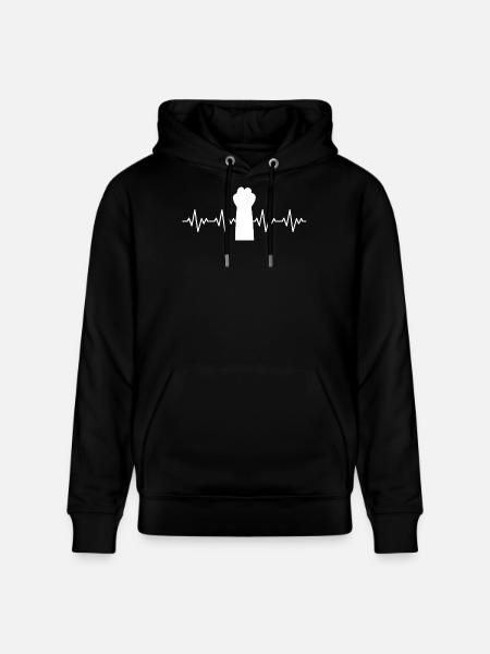 Cat's paw ECG heartbeat - Stanley/Stella CRUISER Unisex Organic Hoodie - black