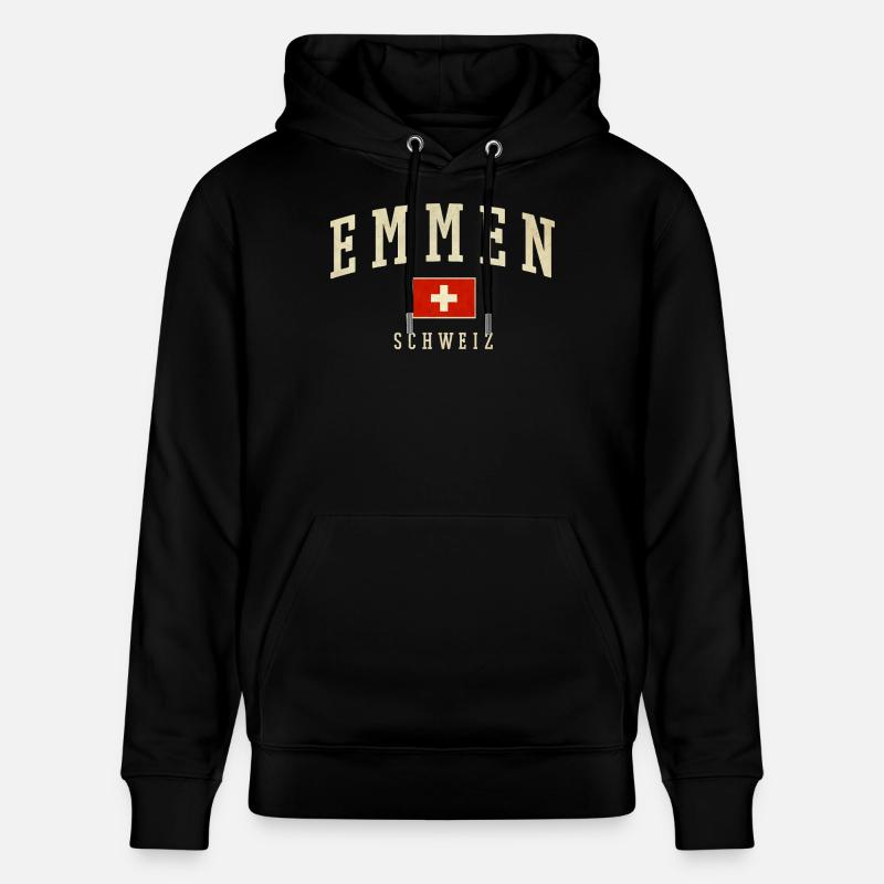 Emmen Suisse, motif avec drapeau - Sweat à capuche bio CRUISER Stanley/Stella Unisexe - noir