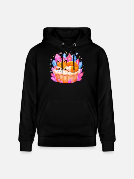 Sleeping fox in crystal cupcake - Stanley/Stella CRUISER Unisex Organic Hoodie - black