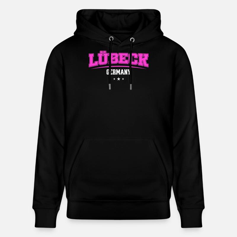 Logo rétro néon de Lübeck, Allemagne - Sweat à capuche bio CRUISER Stanley/Stella Unisexe - noir