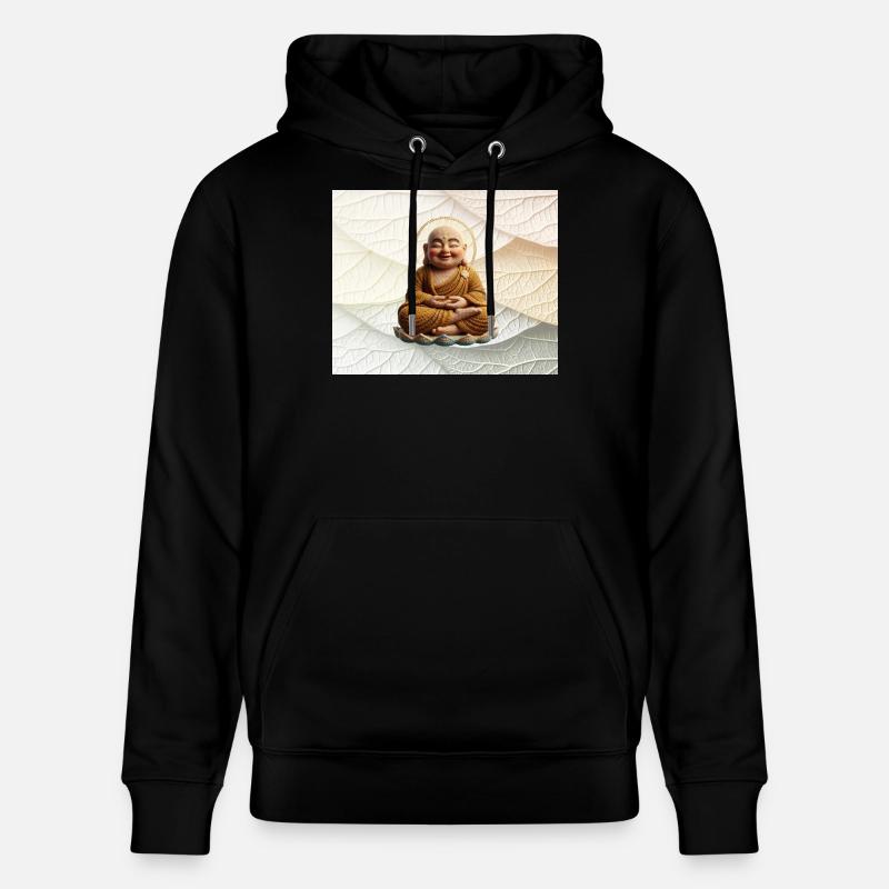 Buddha on leaf pattern - Stanley/Stella CRUISER Unisex Organic Hoodie - black