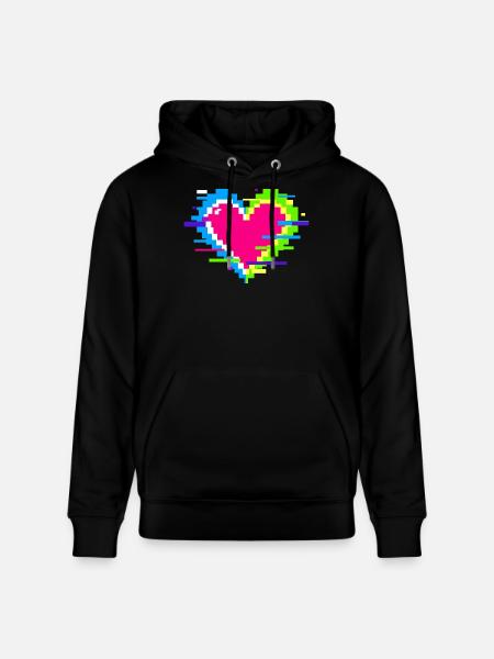 Pixelherz Neon Glitch Regenbogen - Stanley/Stella Unisex Bio-Hoodie CRUISER  - Schwarz