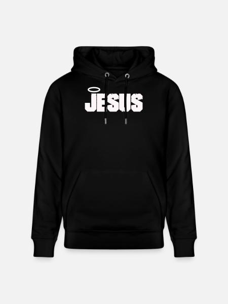 Jesus lettering with halo - Stanley/Stella CRUISER Unisex Organic Hoodie - black
