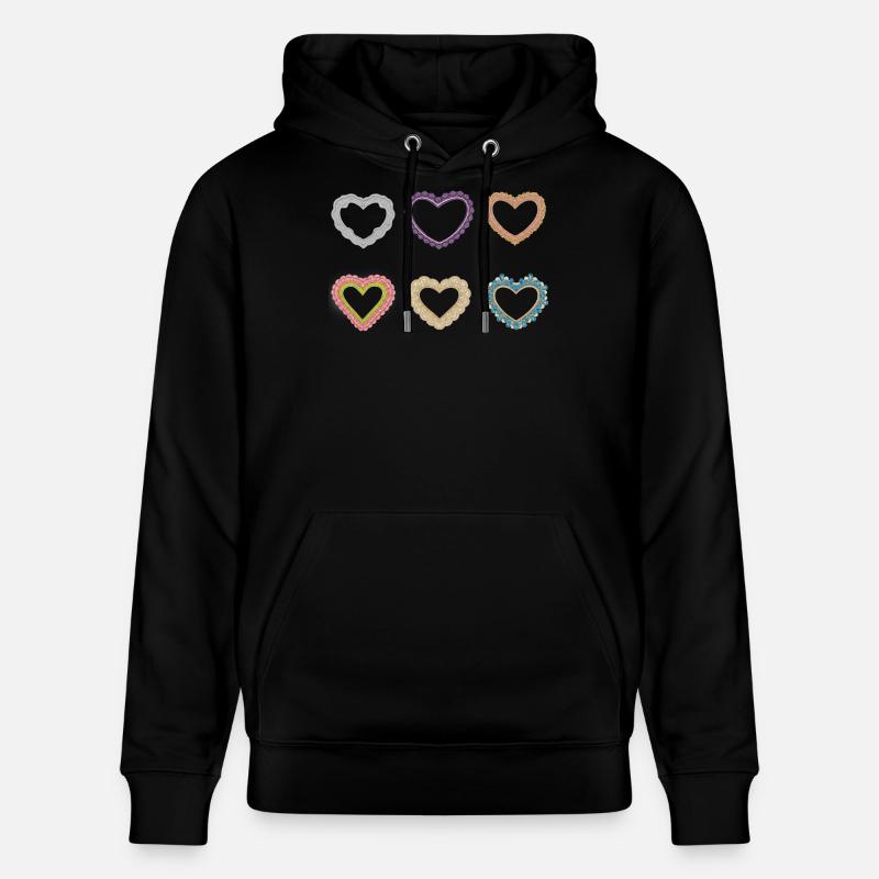 Cœurs en dentelle en filigrane - Sweat à capuche bio CRUISER Stanley/Stella Unisexe - noir