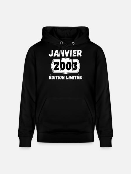Janvier 2003 Édition Limitée Anniversaire - Sweat à capuche bio CRUISER Stanley/Stella Unisexe - noir