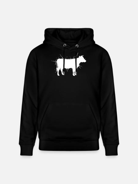 Cow Silhouette Grunge Splash Vector - Stanley/Stella CRUISER Unisex Organic Hoodie - black