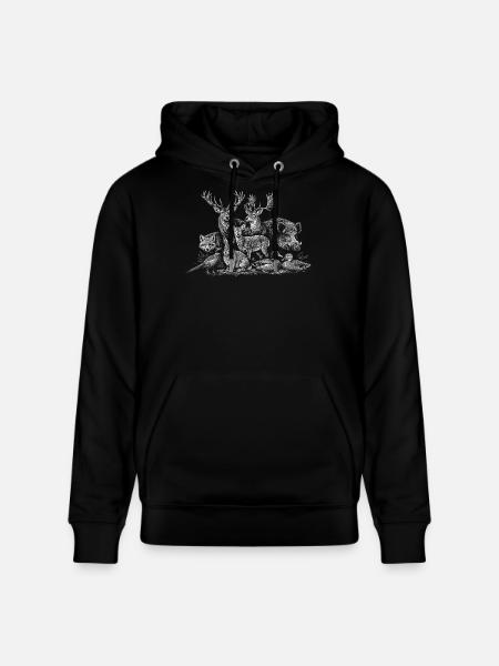 Waldbewohner Silhouette Szene - Stanley/Stella Unisex Bio-Hoodie CRUISER - Schwarz
