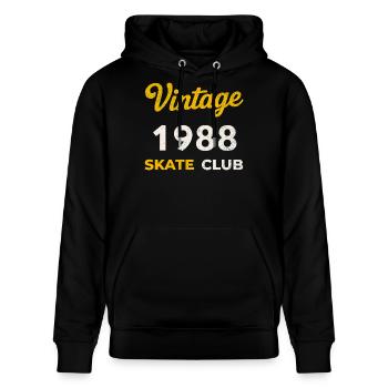 Vintage 1988 Skate Club Retro Geburtsjahr Geschenk - Stanley/Stella Unisex Bio-Hoodie CRUISER  - Schwarz - Vorne - Alina (178cm) & Michal (187cm)