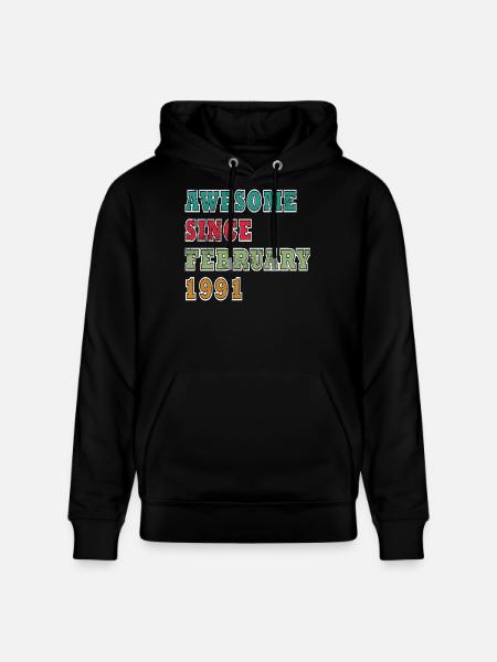 February 1991 Birthday Gift - Stanley/Stella CRUISER Unisex Organic Hoodie - black