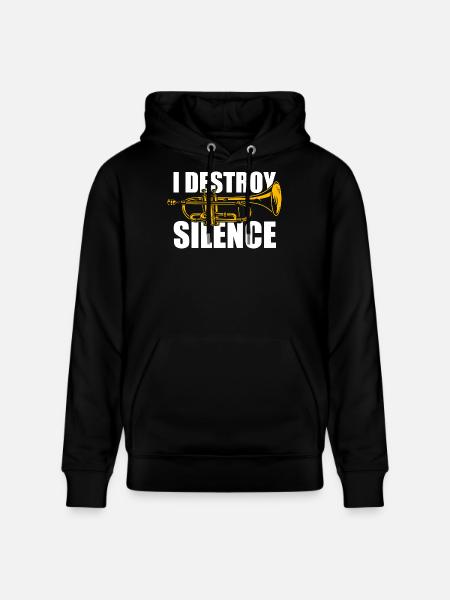 I destroy silence trumpet player - Stanley/Stella CRUISER Unisex Organic Hoodie - black