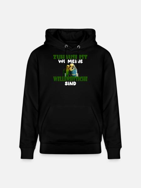 Home is where my budgies are - Stanley/Stella CRUISER Unisex Organic Hoodie - black