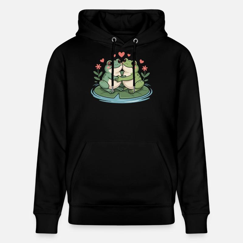 Couple grenouilles pour la Saint-Valentin - Sweat à capuche bio CRUISER Stanley/Stella Unisexe - noir