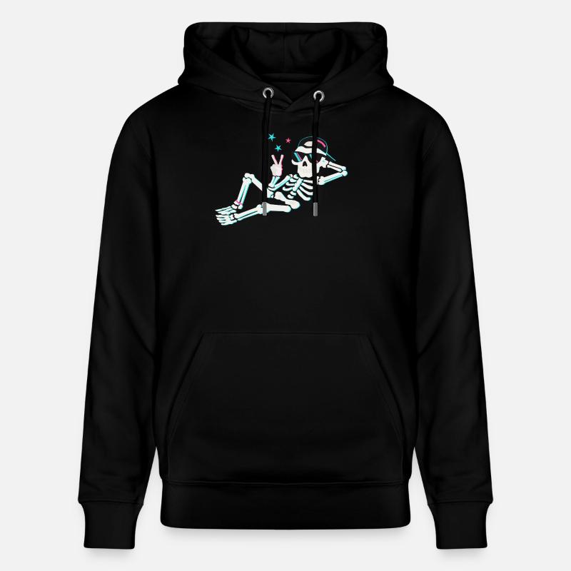Paix néon squelette – énergie rétro - Sweat à capuche bio CRUISER Stanley/Stella Unisexe - noir