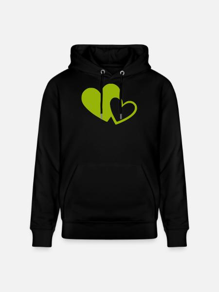 green heart green hearts heart pattern - Stanley/Stella CRUISER Unisex Organic Hoodie - black
