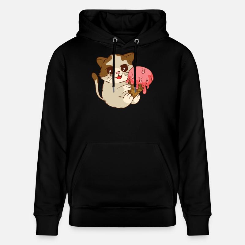 Le chat mange de la glace - Sweat à capuche bio CRUISER Stanley/Stella Unisexe - noir