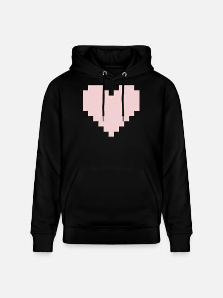 Pixel Pink Heart - Stanley/Stella CRUISER Unisex Organic Hoodie - black