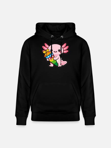 Kawaii dragon with fireworks axolotl - Stanley/Stella CRUISER Unisex Organic Hoodie - black