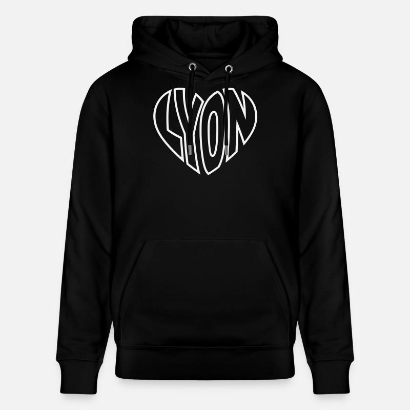 Lyon Herzlogo Linienkunst - Stanley/Stella Unisex Bio-Hoodie CRUISER  - Schwarz