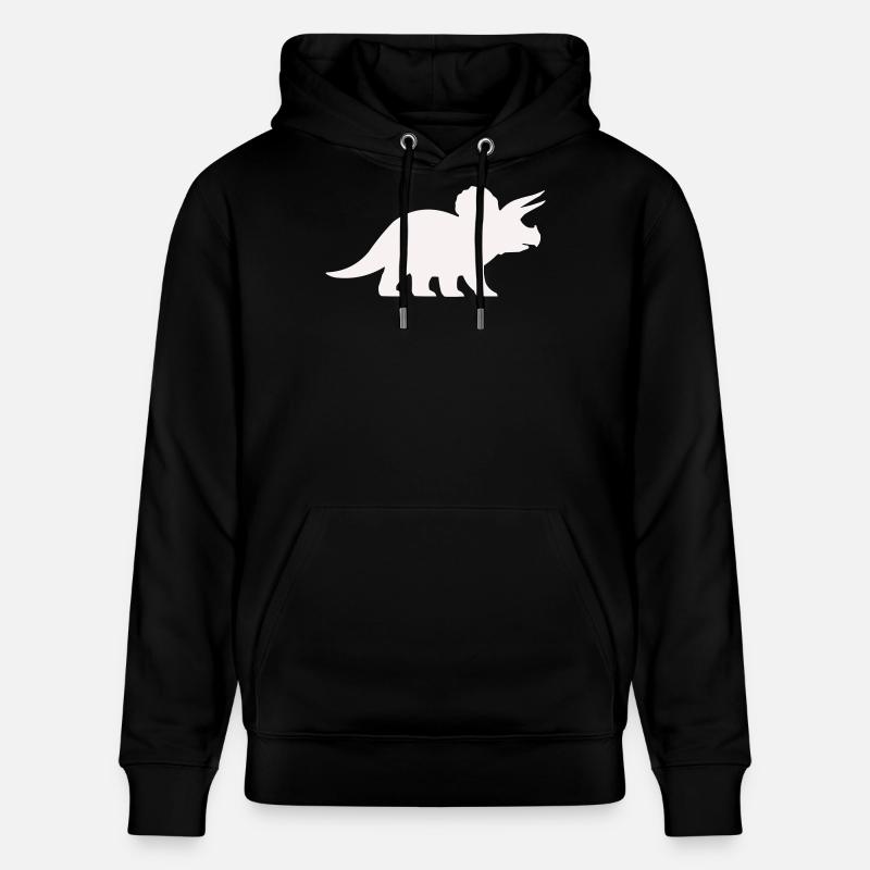 Triceratops Silhouette – Minimal Dino - Stanley/Stella CRUISER Unisex Organic Hoodie - black