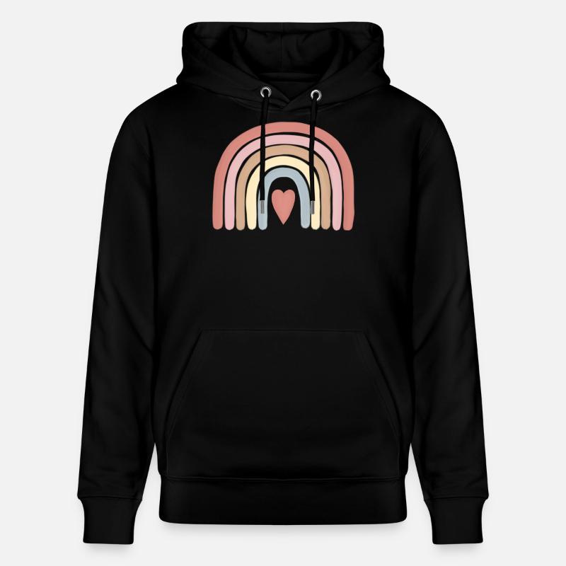 Art arc-en-ciel en cœur pastel - Sweat à capuche bio CRUISER Stanley/Stella Unisexe - noir