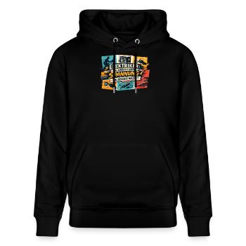 Under Voltage Electrician Saying - Stanley/Stella CRUISER Unisex Organic Hoodie - black - Front - Alina (178cm) & Michal (187cm)