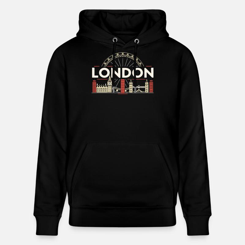 Londres Skyline et Grande Roue - Sweat à capuche bio CRUISER Stanley/Stella Unisexe - noir
