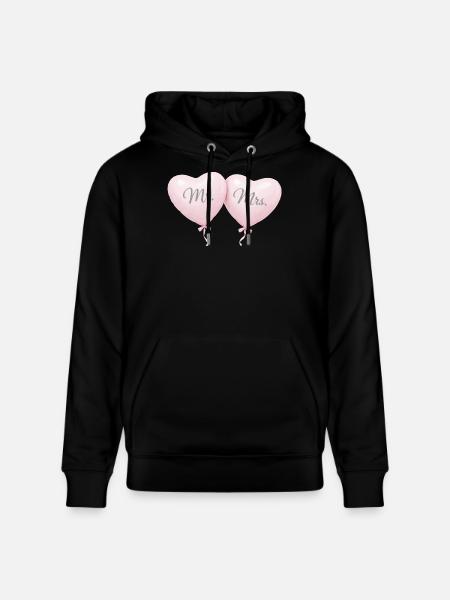 Herr og fru hjerteballongparmotiv - Stanley/Stella CRUISER økologisk unisex-hettegenser - svart