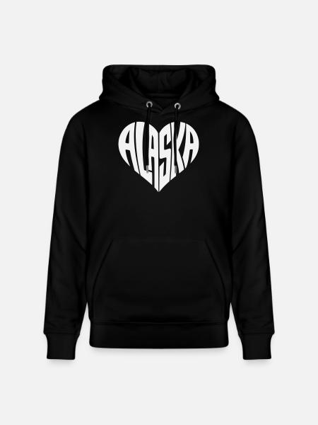 Alaska, USA Heart lettering angular - Stanley/Stella CRUISER Unisex Organic Hoodie - black