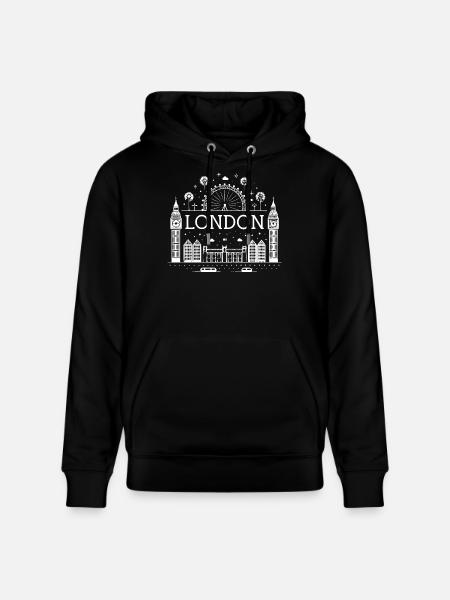 Londres Éclat Skyline et Roue Ferris - Sweat à capuche bio CRUISER Stanley/Stella Unisexe - noir
