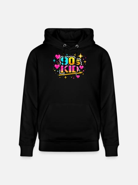 90s Pixelkid Neon Retro - Stanley/Stella CRUISER Unisex Organic Hoodie - black