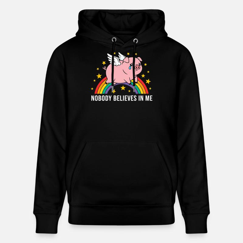 Cochon triste sur arc-en-ciel - Sweat à capuche bio CRUISER Stanley/Stella Unisexe - noir
