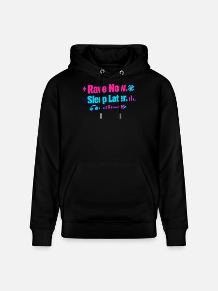 Rave Now, Sleep Later Neon Arrow - Stanley/Stella CRUISER Unisex Organic Hoodie - black
