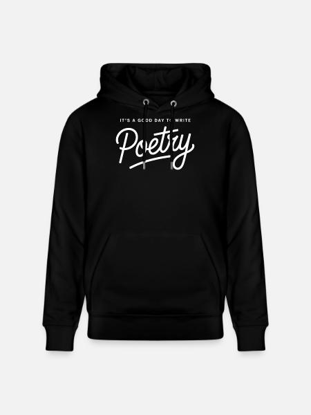 Poetry Script on Black Background - Stanley/Stella CRUISER Unisex Organic Hoodie - black
