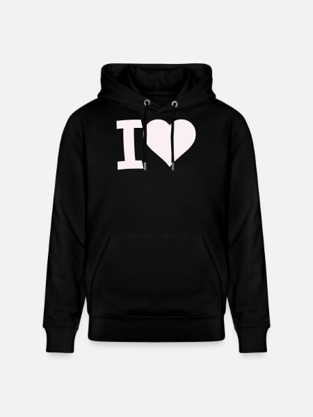 I Love Heart Motif - Stanley/Stella CRUISER Unisex Organic Hoodie - black
