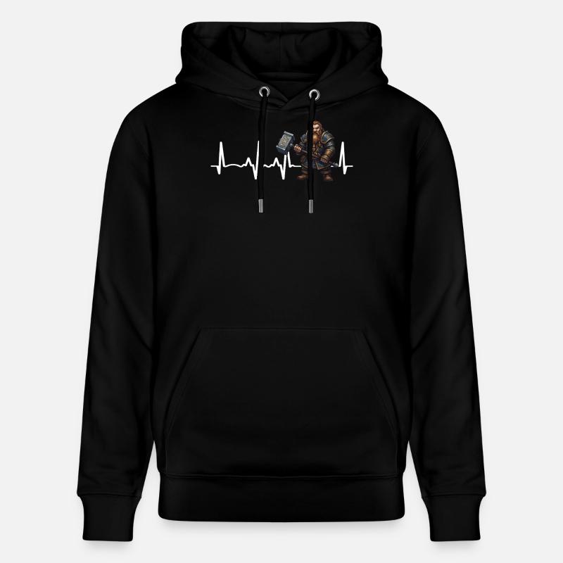 Dwarf Hammer Herzschlag - Stanley/Stella Unisex Bio-Hoodie CRUISER  - Schwarz