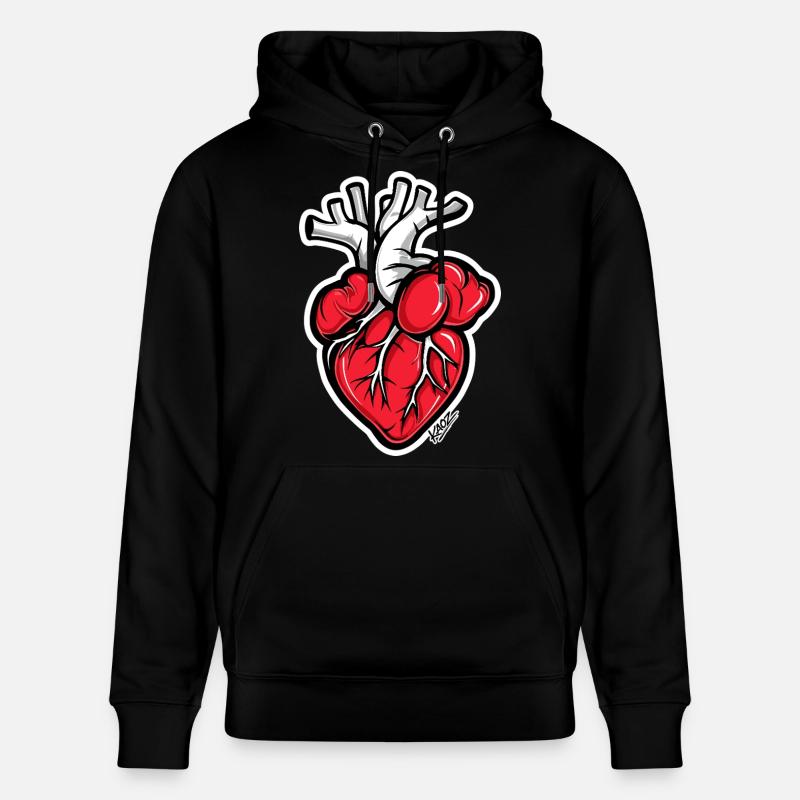 Cartoon Anatomisches Herz - Stanley/Stella Unisex Bio-Hoodie CRUISER  - Schwarz