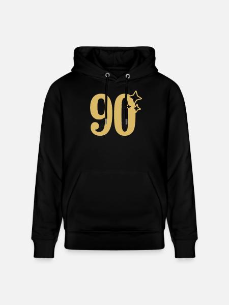 90th Birthday 90th Anniversary Gold Star - Stanley/Stella CRUISER Unisex Organic Hoodie - black
