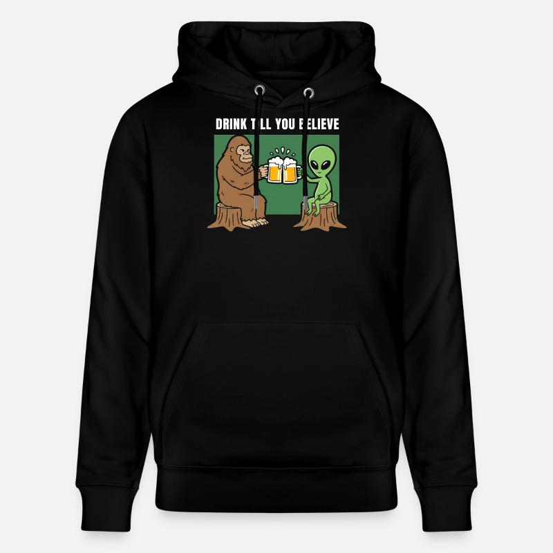 Prost mit Alien und Sasquatch - Stanley/Stella Unisex Bio-Hoodie CRUISER  - Schwarz