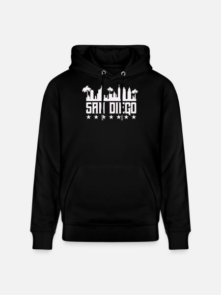 San Diego Skyline Palm Vista - Stanley/Stella CRUISER Unisex Organic Hoodie - black
