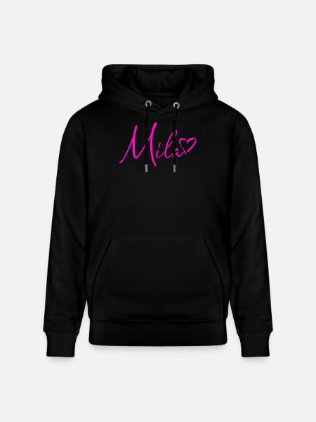 Mila Signature Neon Pink - Stanley/Stella CRUISER Unisex Organic Hoodie - black