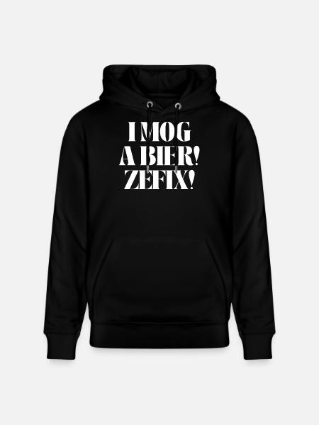 I mog a Bier! Zefix! - Stanley/Stella Unisex Bio-Hoodie CRUISER  - Schwarz