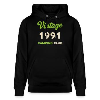 Vintage 1991 – Camping Club Retro Birth Year - Stanley/Stella CRUISER Unisex Organic Hoodie - black - Front - Alina (178cm) & Michal (187cm)
