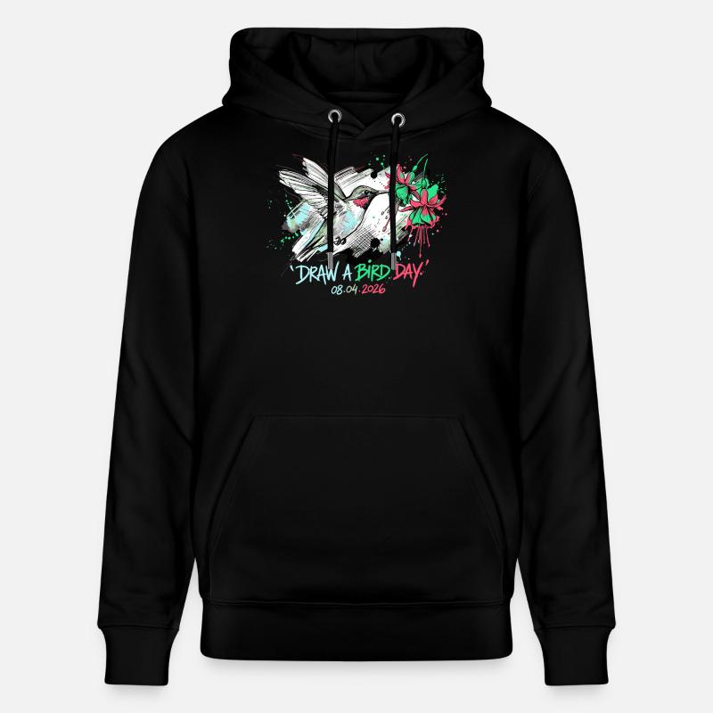 Éclaboussure d’encre colibri avec fleurs - Sweat à capuche bio CRUISER Stanley/Stella Unisexe - noir