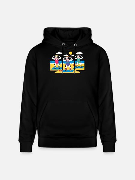 Cow Yoga Beach - Stanley/Stella CRUISER Unisex Organic Hoodie - black