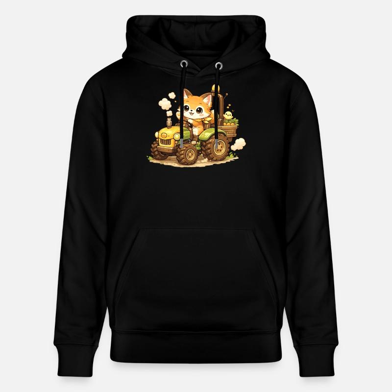 Fuchs auf dem Traktor - Stanley/Stella Unisex Bio-Hoodie CRUISER  - Schwarz