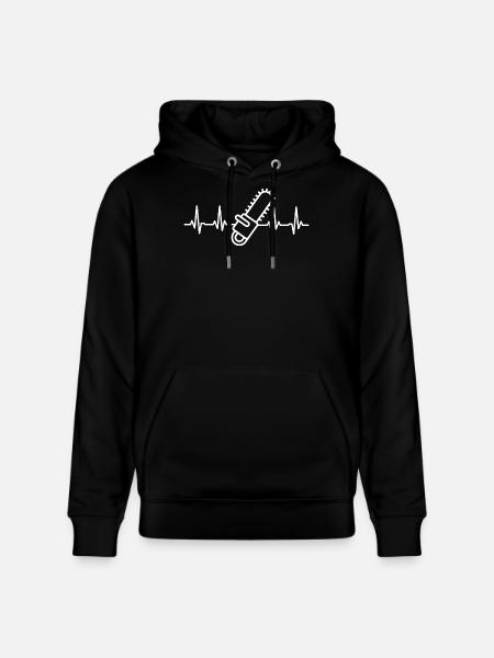 Bûcheron Heartbeat Tronçonneuse Bois - Sweat à capuche bio CRUISER Stanley/Stella Unisexe - noir