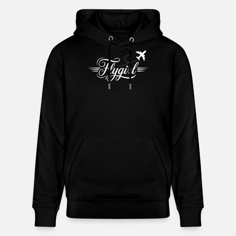 Flygirl Script mit Flugzeug-Schnörkel - Stanley/Stella Unisex Bio-Hoodie CRUISER  - Schwarz