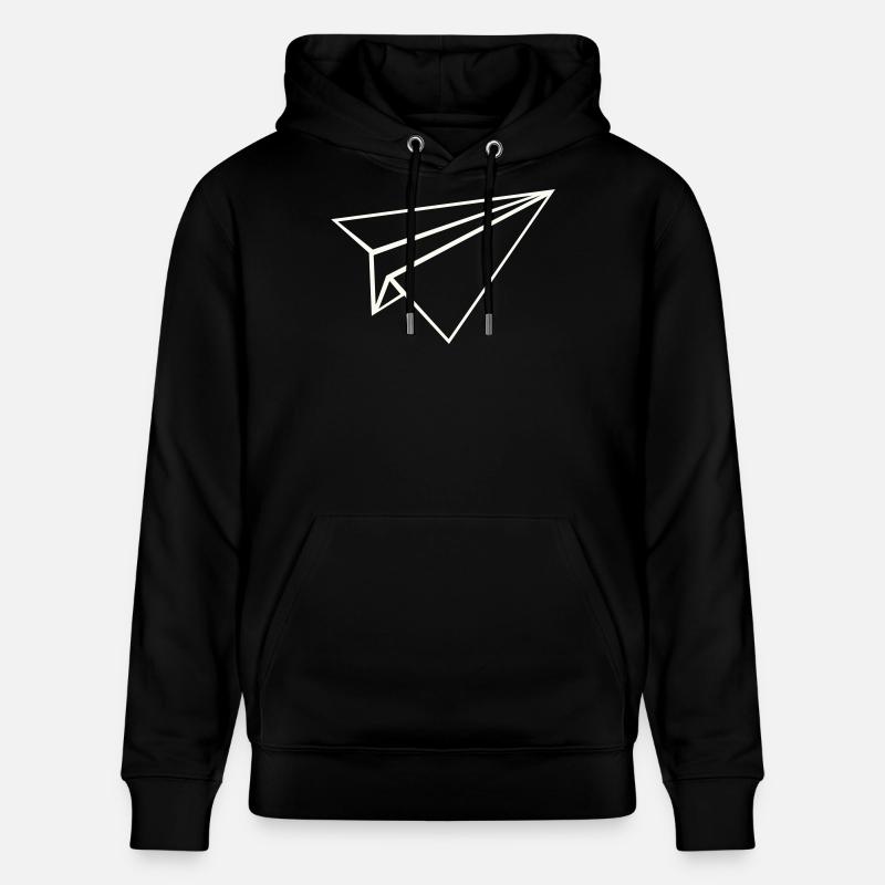 Papierflugzeug Linienkunst - Stanley/Stella Unisex Bio-Hoodie CRUISER  - Schwarz