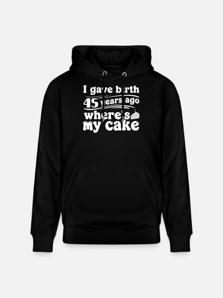 Birthday 45 years ago – cake? - Stanley/Stella CRUISER Unisex Organic Hoodie - black